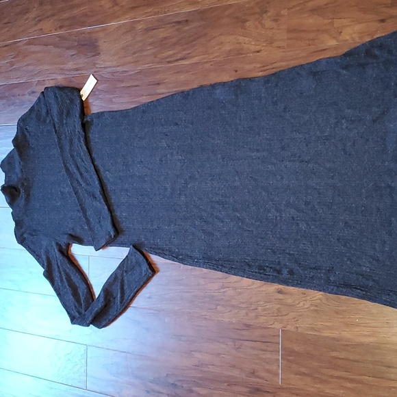 Anthropologie Daily Practice Fall Turtleneck Side-Slit Midi Dress long sleeves 4 - Picture 6 of 10